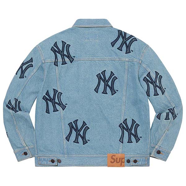 FW21 シュプリーム x ニューヨーク ヤンキース コピー デニムトラッカージャケット ウォッシュド
