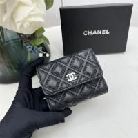 シャネル CHANEL 偽物 財布 三つ折り財布 レザー カード収納 メタル エレガント