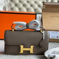 エルメス スーパーコピー バッグ グレー レザー ゴールドバックル 高級感 収納力 オレンジパッケージ HERMES