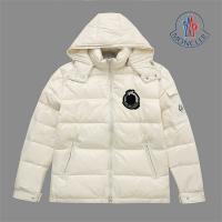 モンクレール 偽物 ダウンジャケット 取り外し可能フード ホワイト ブラック ロゴ MONCLER