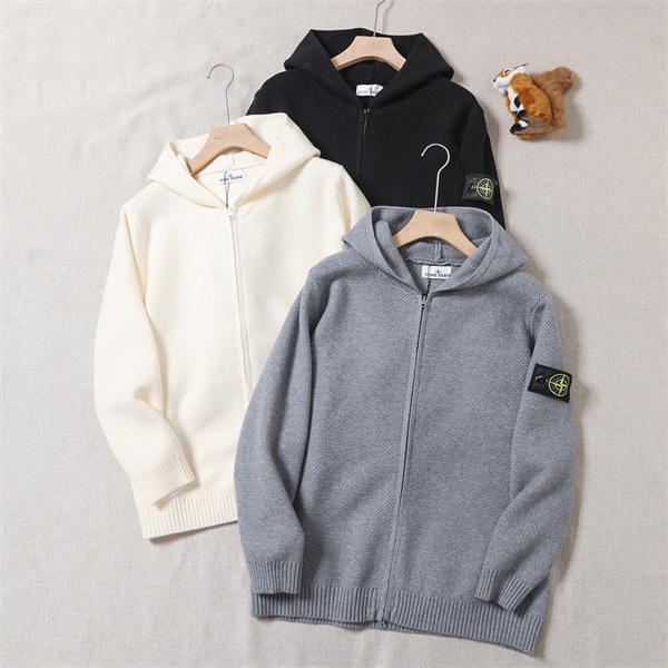 上質編み 立体質感 ジップアップ ニット パーカー  STONE ISLAND ストーンアイランド コピー