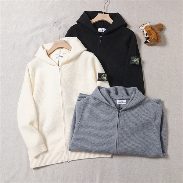 上質編み 立体質感 ジップアップ ニット パーカー  STONE ISLAND ストーンアイランド コピー