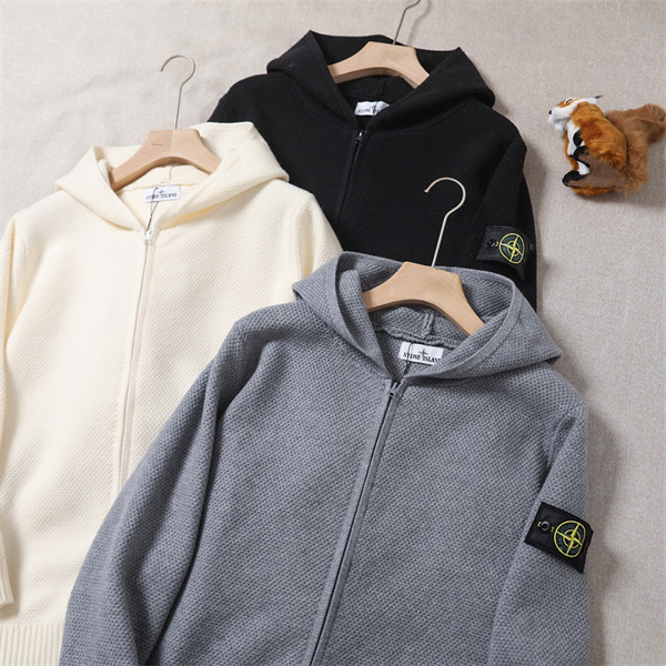 上質編み 立体質感 ジップアップ ニット パーカー  STONE ISLAND ストーンアイランド コピー