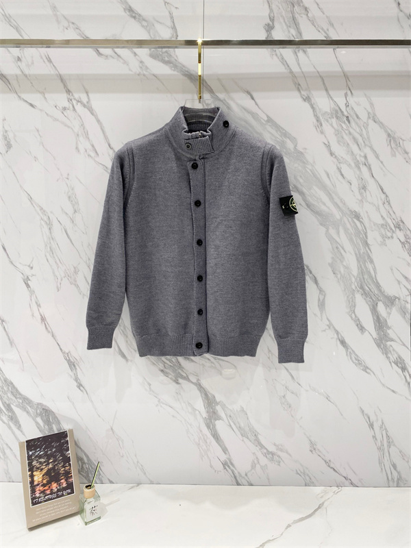 洗練 ニット編地 スタンドネック カーディガン ストーンアイランド コピー STONE ISLAND