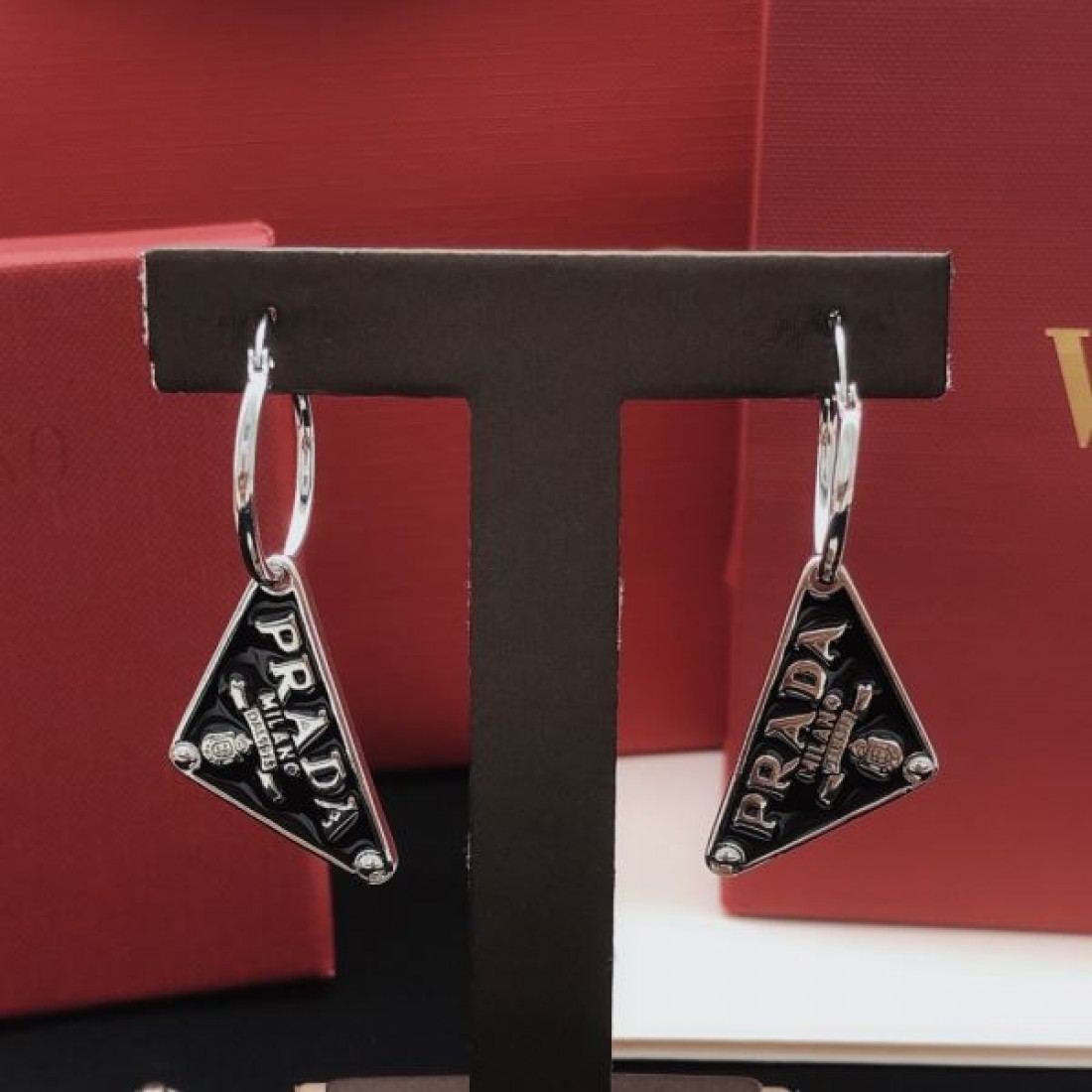 洗練 デザイン PRADA プラダ スーパーコピー イヤリング 状態良好