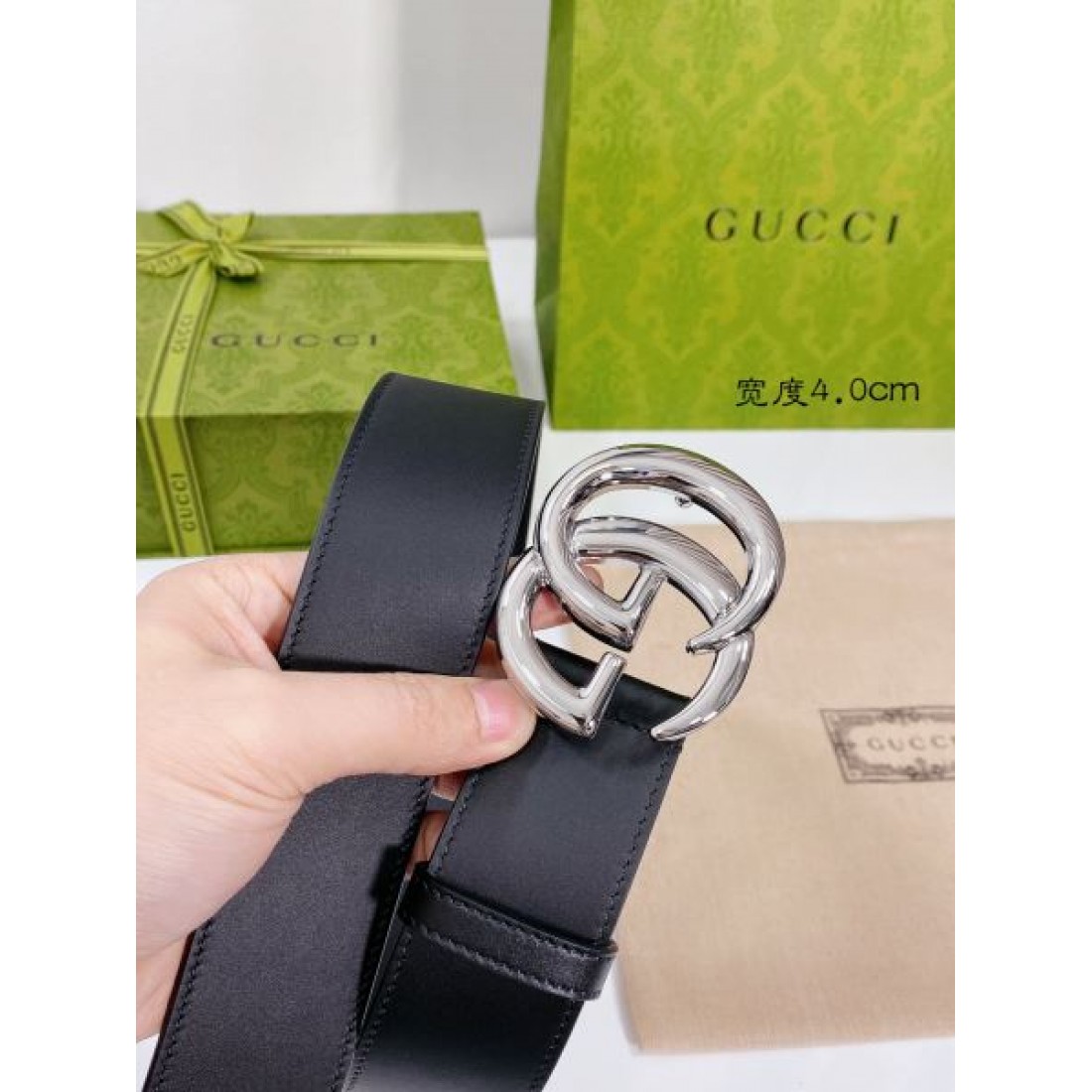 エンボスディテール Gucci グッチ コピー ベルト ブラック型押しレザー ダブルGメタルバックル マット質感 落ち着いた雰囲気6